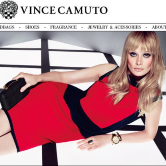 VINCE CAMUTO Dresses & Skirts - VINCE CAMUTO RED/BLACK COLORBLOCK Sheath Dress XL